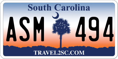 SC license plate ASM494