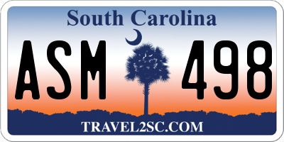 SC license plate ASM498