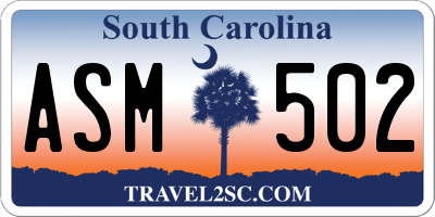 SC license plate ASM502