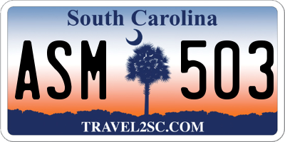 SC license plate ASM503