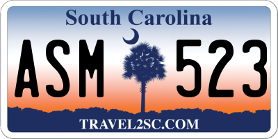SC license plate ASM523
