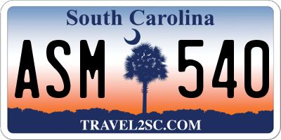 SC license plate ASM540
