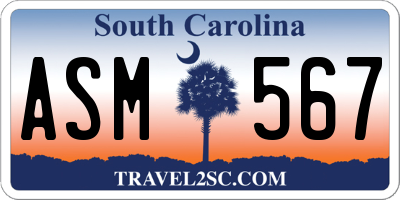 SC license plate ASM567