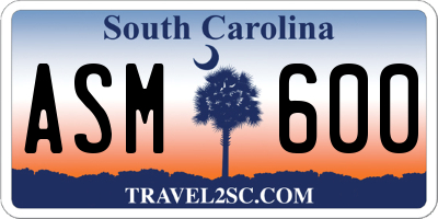 SC license plate ASM600
