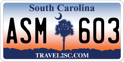 SC license plate ASM603