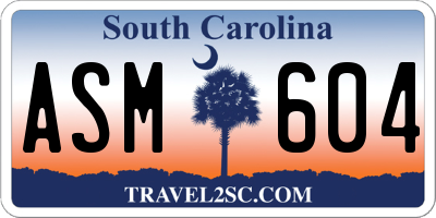 SC license plate ASM604