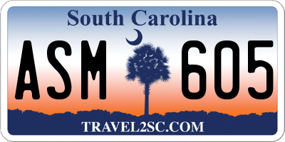 SC license plate ASM605