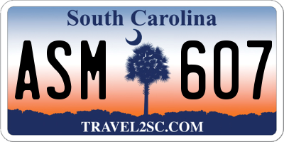 SC license plate ASM607