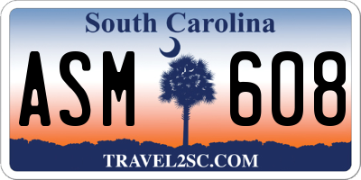 SC license plate ASM608