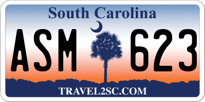 SC license plate ASM623