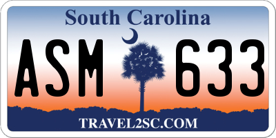 SC license plate ASM633