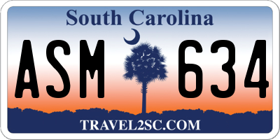 SC license plate ASM634