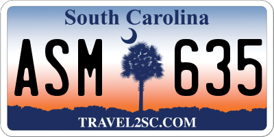 SC license plate ASM635