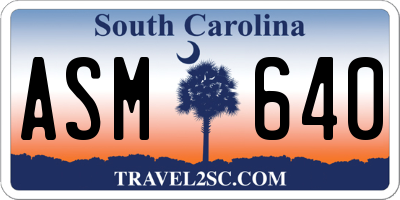 SC license plate ASM640