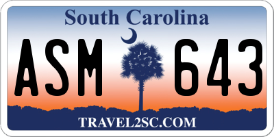 SC license plate ASM643