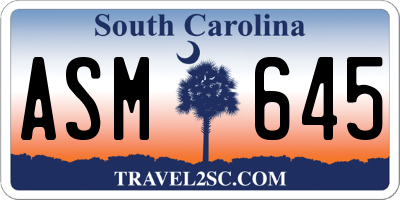 SC license plate ASM645