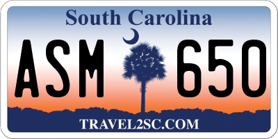 SC license plate ASM650
