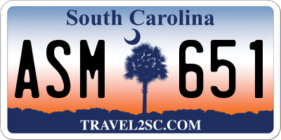 SC license plate ASM651