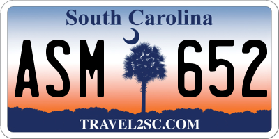 SC license plate ASM652