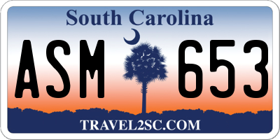 SC license plate ASM653