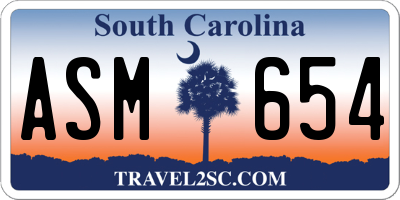 SC license plate ASM654