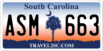 SC license plate ASM663