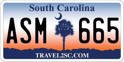 SC license plate ASM665