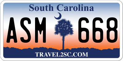 SC license plate ASM668