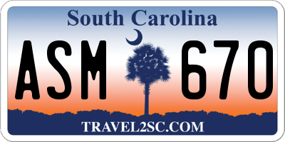 SC license plate ASM670