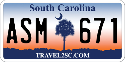 SC license plate ASM671