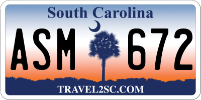 SC license plate ASM672
