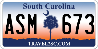 SC license plate ASM673