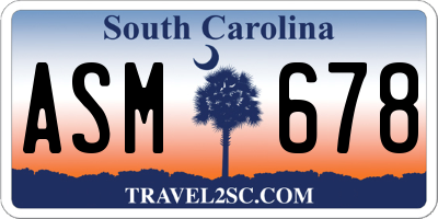 SC license plate ASM678