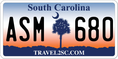 SC license plate ASM680