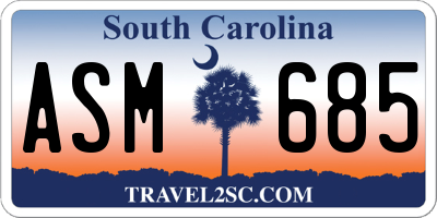 SC license plate ASM685