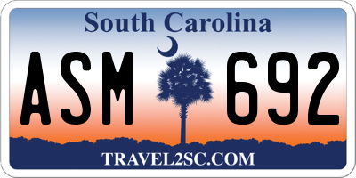 SC license plate ASM692