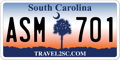 SC license plate ASM701