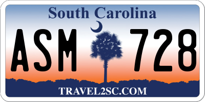 SC license plate ASM728