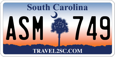 SC license plate ASM749