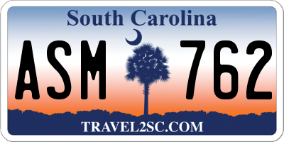 SC license plate ASM762