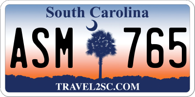 SC license plate ASM765