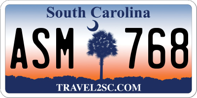 SC license plate ASM768