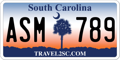 SC license plate ASM789