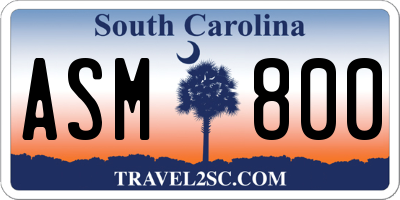 SC license plate ASM800