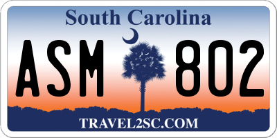 SC license plate ASM802