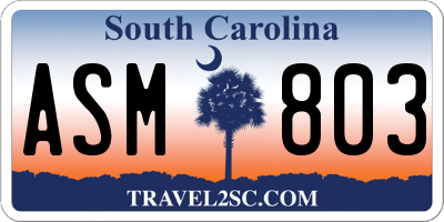 SC license plate ASM803