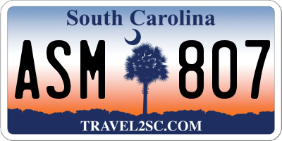 SC license plate ASM807