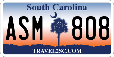 SC license plate ASM808