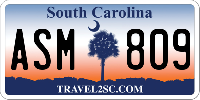 SC license plate ASM809