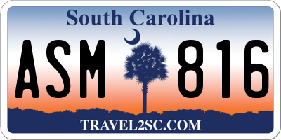 SC license plate ASM816